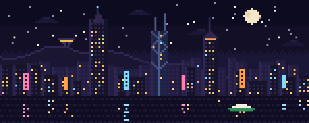 852.events 首頁的像素維港夜景 The pixel harbour on the 852.events home page